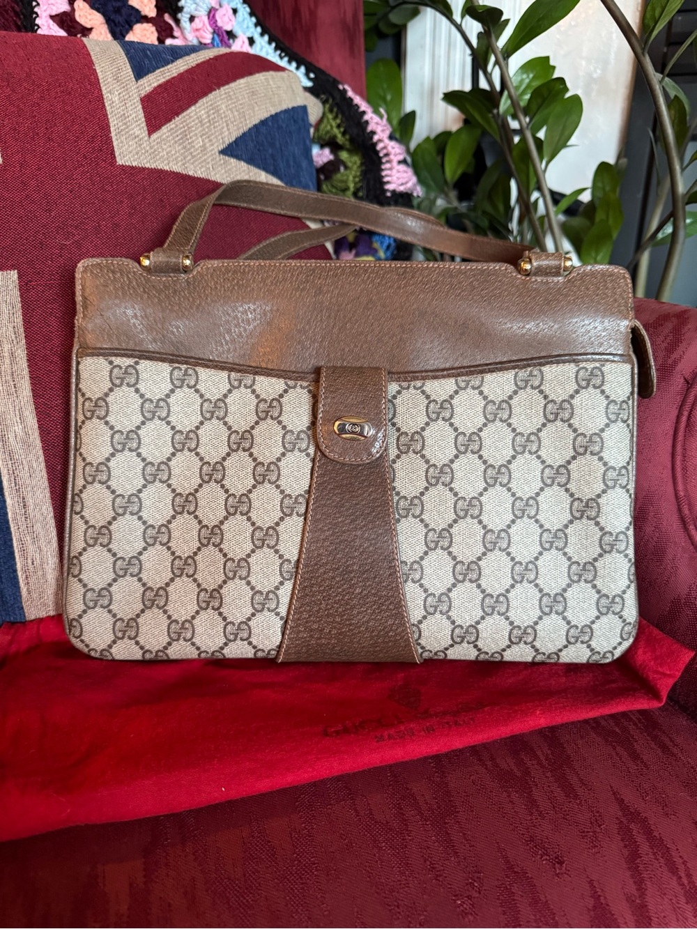 Gucci Brown Monogram Shoulder Bag - Vintage GG Supreme PVC with Dust Bag